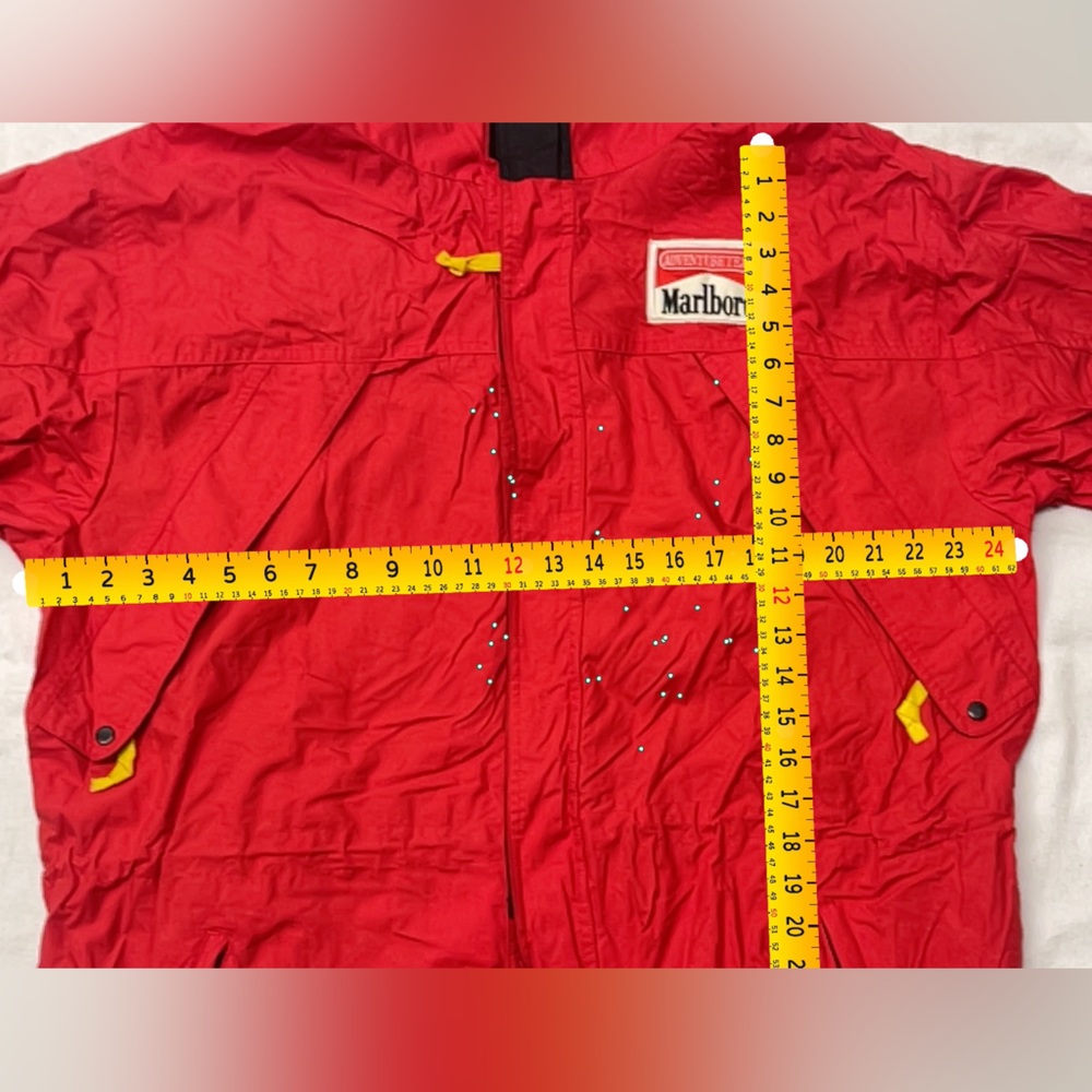 Vintage Marlboro Adventure Team Red Hooded Jacket Mens Large Windbreaker - Picture 9 of 12